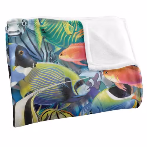 JQ Licensing Royce Mcclure Tropical Fish Jam Pattern Super Soft Polyester Fleece Throw Blanket, Multicolour, W/D/H: 91 x 147 cm – 3