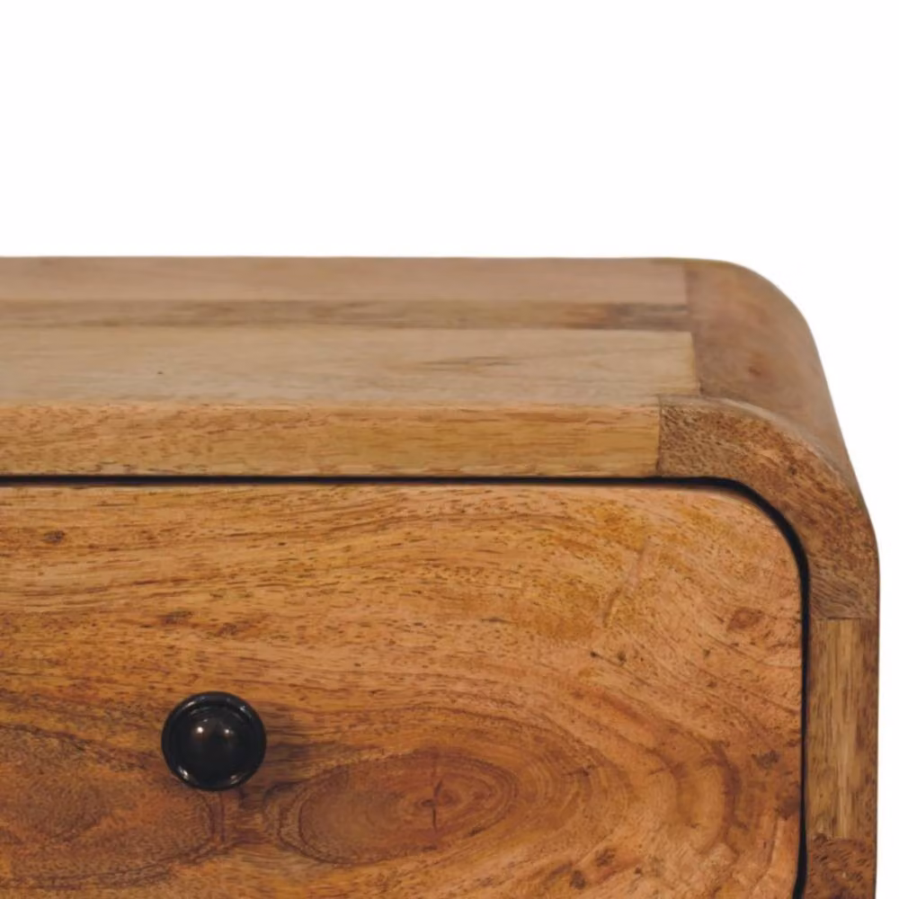 Wyld Haus Vicenza Mini Wall Mounted Mango Wood Bedside Table with Drawer in Brown – 3