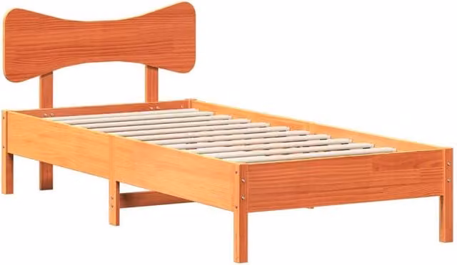 Berkfield Home Small Single Solid Wood Pine Bed Frame in Waxed Brown, W/D/H: 75 x 190 x 36.5 cm – 1