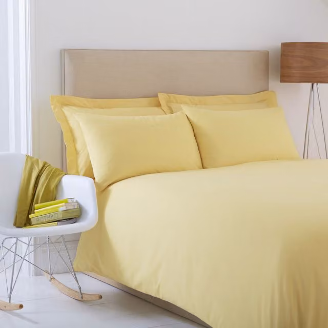 Charlotte Thomas Poetry Plain Dyed Single Duvet Cover Set in Lemon Yellow with 1 Duvet Cover and 1 Housewife Pillowcase