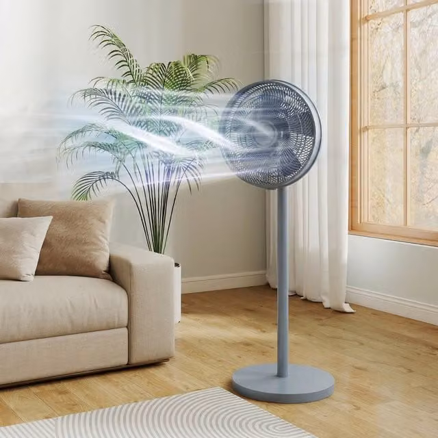 HOMCOM Grey Standing Pedestal Fan with Remote Control, Timer and Oscillation, 40 cm