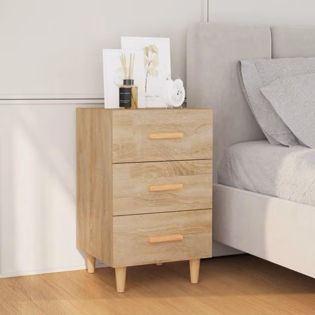 Berkfield Home Sonoma Oak Bedside Cabinet in Brown, W/D/H: 40 x 40 x 66 cm