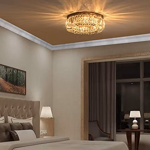 HOMCOM Set of 2 Crystal Ceiling Lights with Stainless Steel Base in Silver – 3