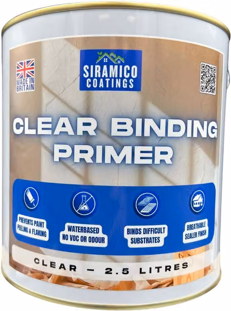 SIRAMICO COATINGS Clear Binding Primer, Water-Based Acrylic Sealer and Surface Stabiliser for Plaster, 2.5 l – 1