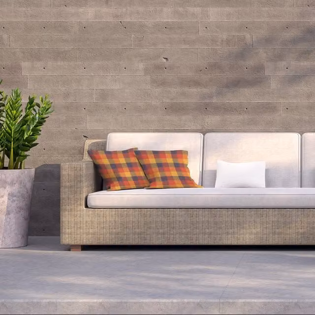 Benjamin Tate Design LTD Tartan Autumn Plaid Trendy Tiles Outdoor Cushion, Orange, W/D/H: 60 x 60 x 60 cm