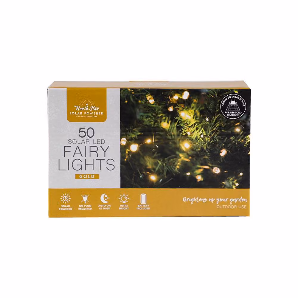 Voltico 50 LED Solar String Lights in Gold with 3 Colour Options – 2