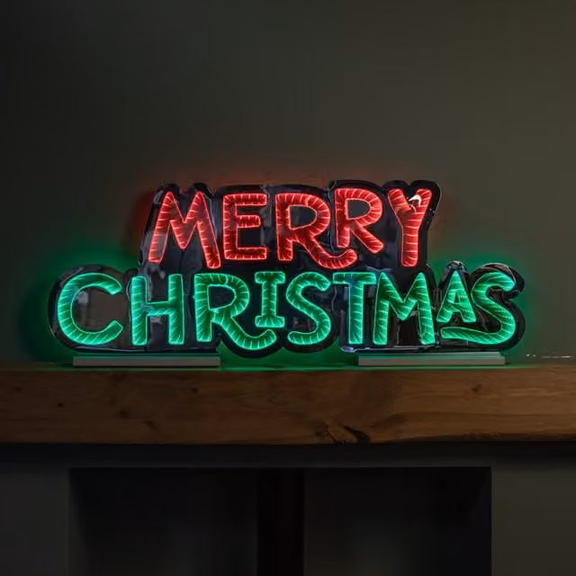 Samuel Alexander Merry Christmas Infinity Light Decoration with Red and Green LEDs, 1m – 1
