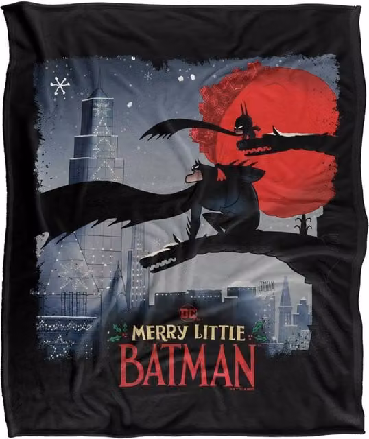Warner Bros. Merry Little Batman Skyline Silky Touch Super Soft Fluffy Polyester Throw Blanket in Multicolour, Large – 1