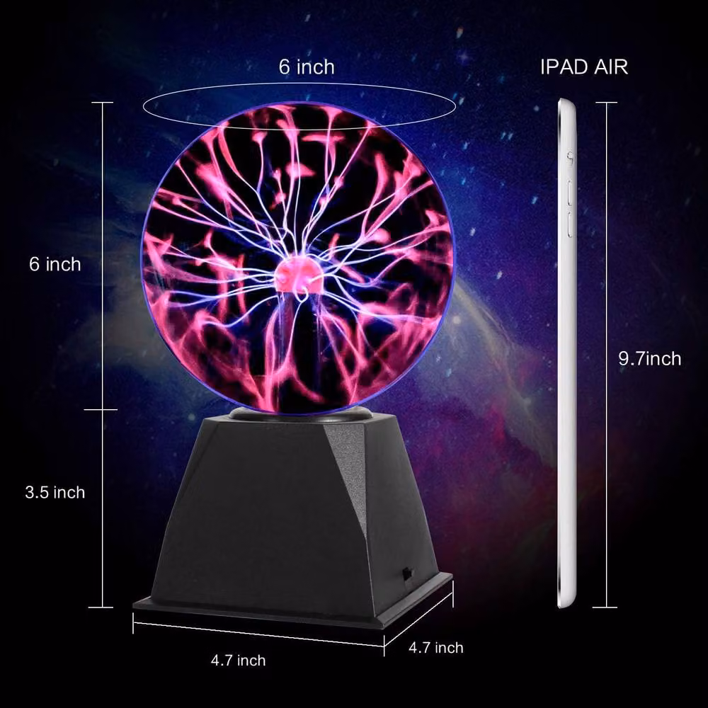 Goeco Magic Plasma Ball Red Touch and Sound Sensitive Plasma Globe Lamp, Diameter: 15.24 cm – 3
