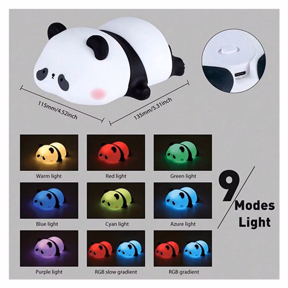 Dragodirect Panda Silicone Night Light in White with Adjustable Timer and Touch Control – 3