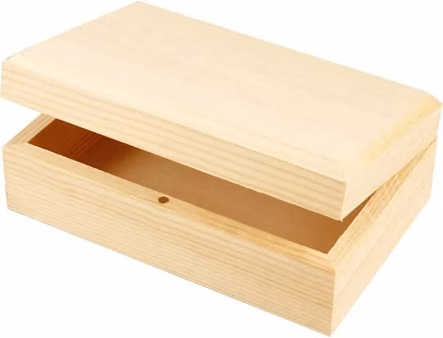 KDMD 2 Pack Light Brown Pine Wooden Boxes with Lids, W/D/H: 14 x 9 x 5 cm