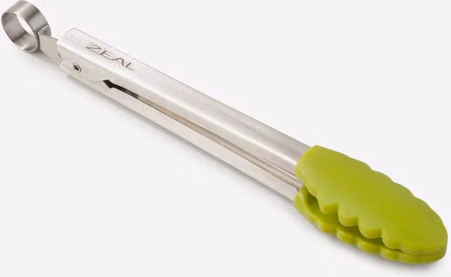 Zeal Silicone Non-Stick Mini Kitchen Tongs with Stainless Steel Handle, Green, 20 cm – 1
