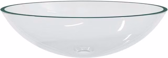 Berkfield Home Modern Oval Glass Countertop Basin, Transparent, W: 50 cm, D: 37 cm, H: 14 cm