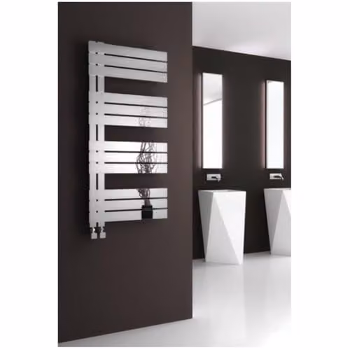Bathroom Kingdom Ricadi Stainless Steel Flat Panel Heated Towel Rail, Silver, H: 114 cm, W: 50 cm