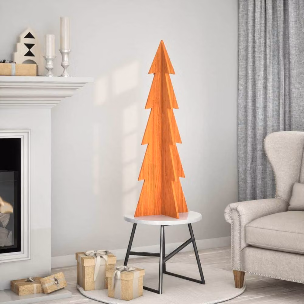 Berkfield Home Rustic Wooden Christmas Tree in Wax Brown, Height: 112 cm – 2