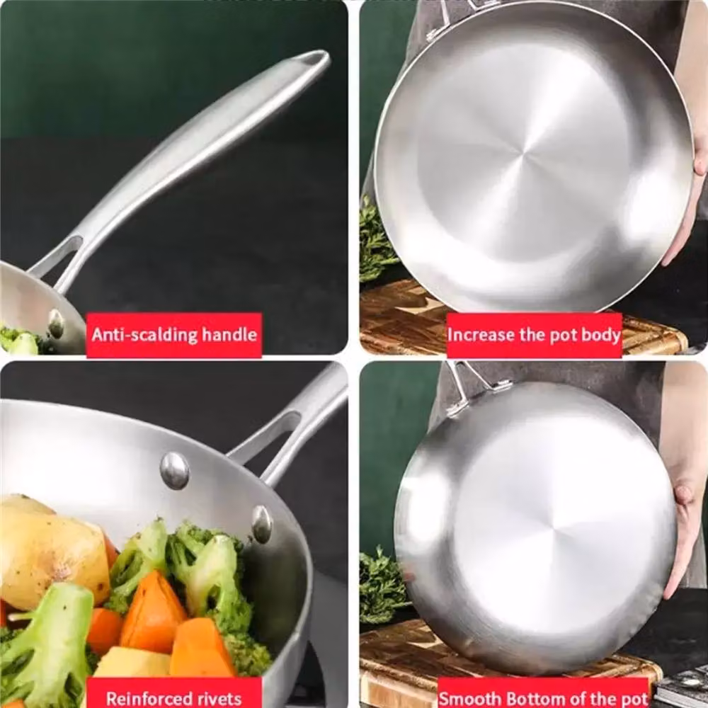 Kelvenix Uncoated Stainless Steel Frying Pan in Silver – 4