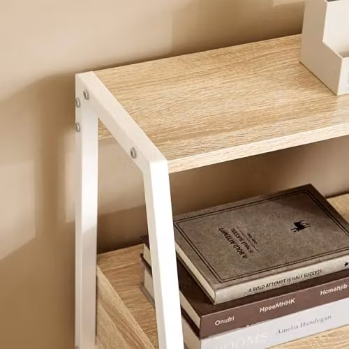 SoBuy Modern Oak and White Computer Desk for Home Office, W/D/H: 100 x 50 x 75 cm – 4