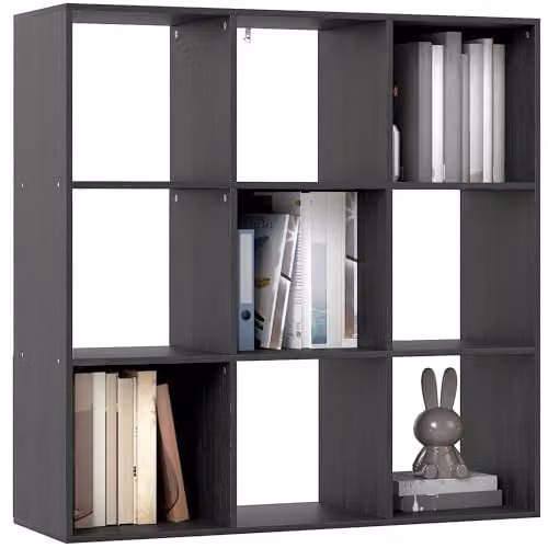 HOMCOM Modern 9 Cube Storage Unit Cabinet and Bookcase in Black – 1