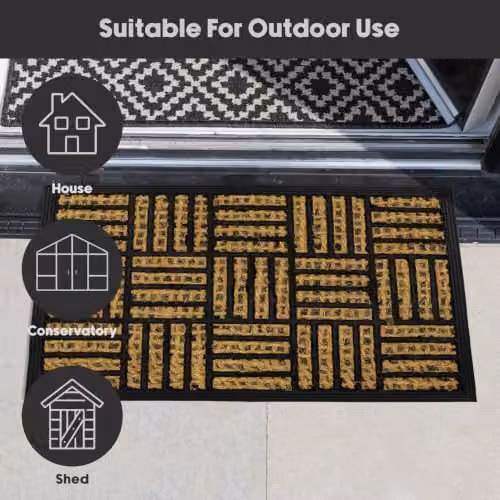 JVL Alba Woven Tuffscrape Doormat in Brown and Beige, W: 40 cm, D: 60 cm – 6