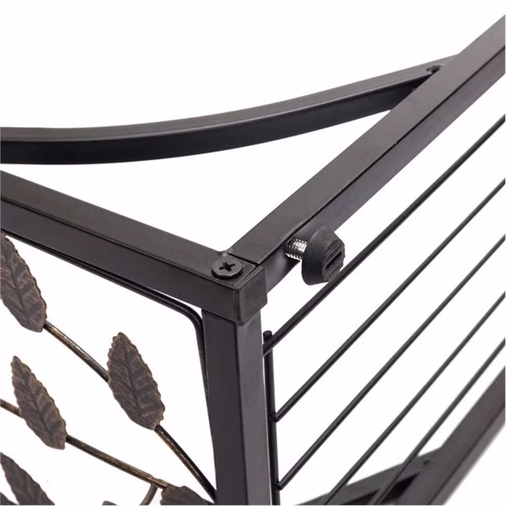 Nordara Brown Small Coffee Table and Narrow Nightstand with Iron Leaf Pattern, W/D/H: 30 x 30 x 30 cm – 4