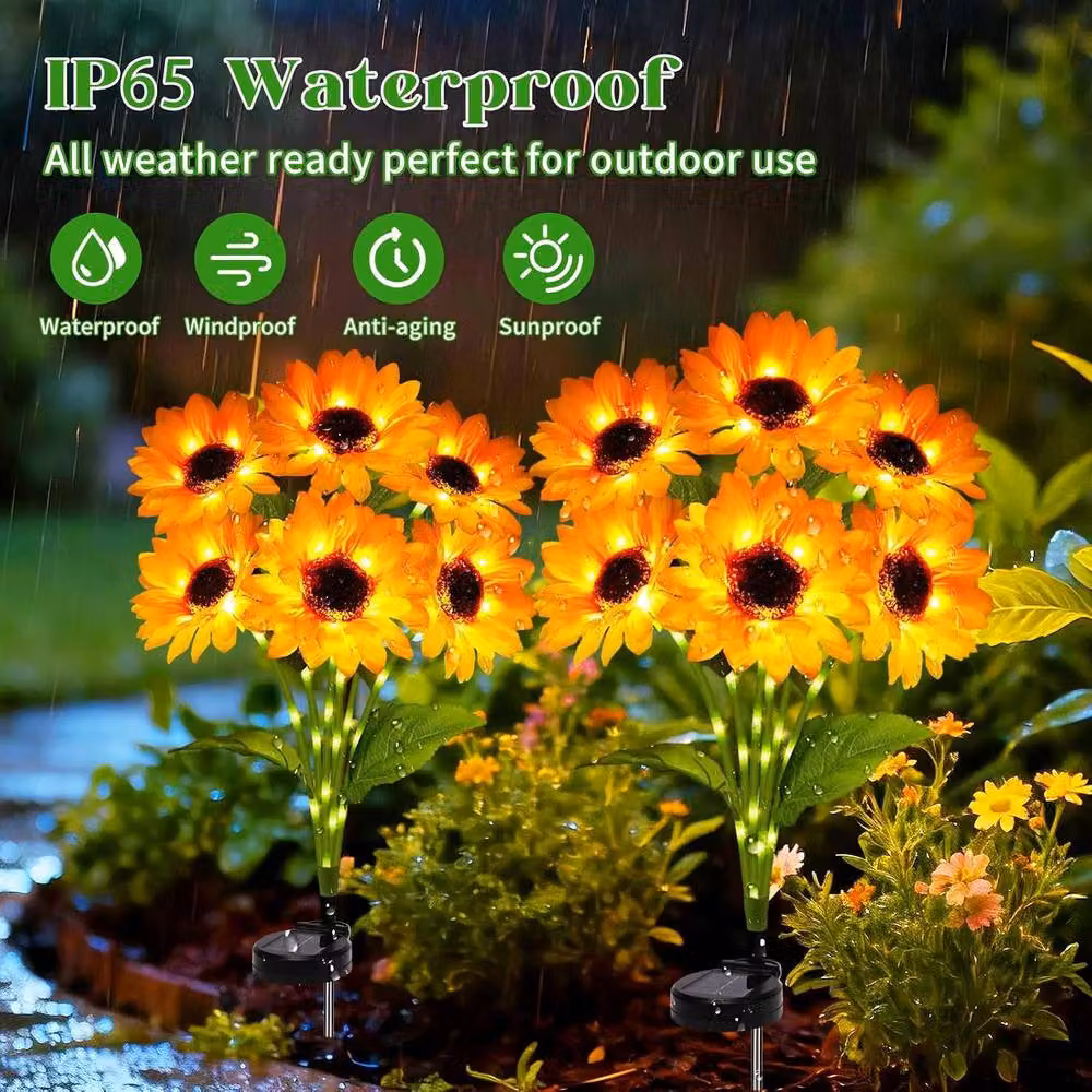 Garwarm Solar Powered Artificial Sunflower Garden Lights in Yellow and Multicolour – 6