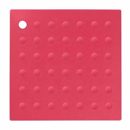 Orsina Zing Silicone Non-Slip Square Trivet with Hanging Loop, Pink, Diameter: 17 cm