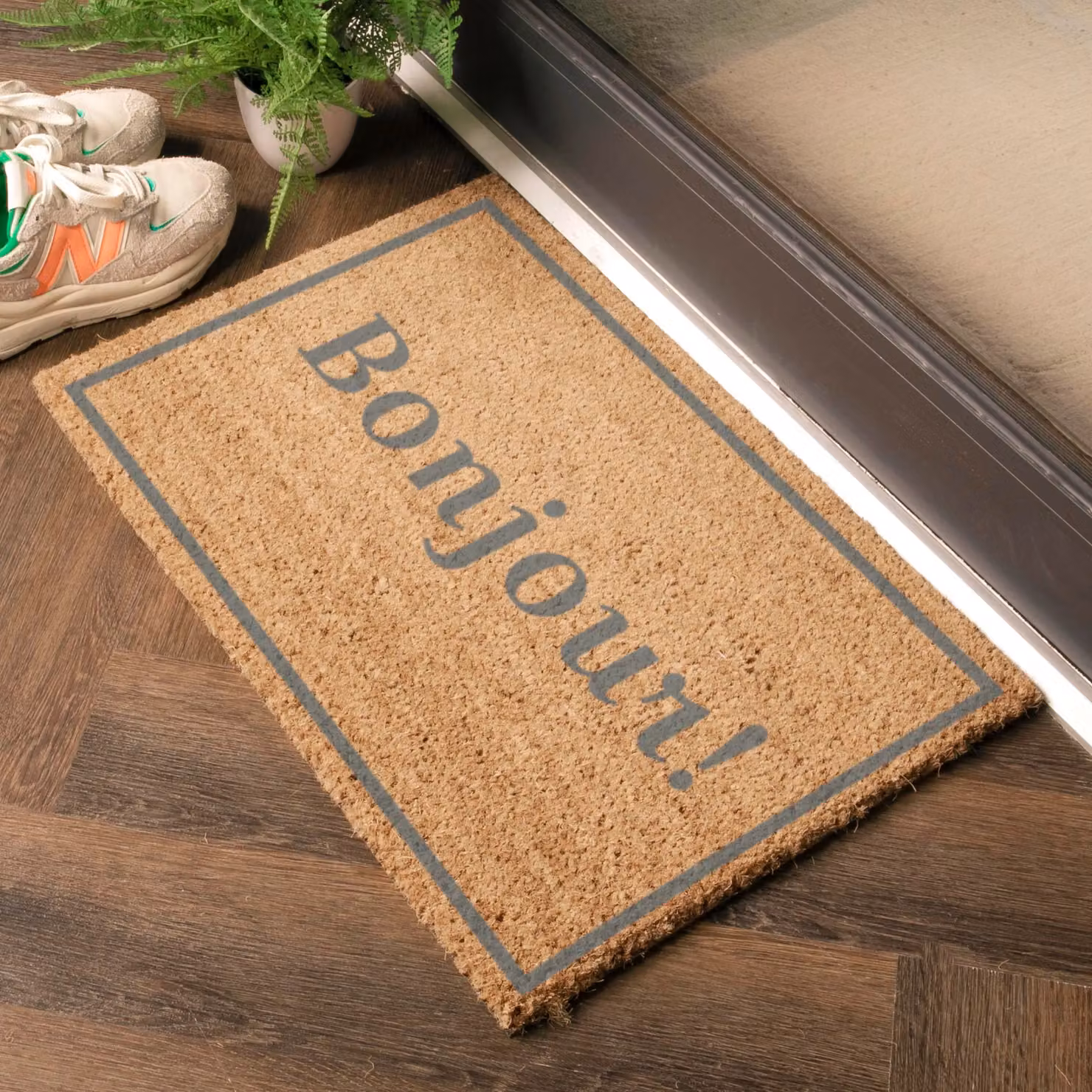 Artsy Mats Bonjour Grey Doormat, W 60 cm x D 40 cm – 2