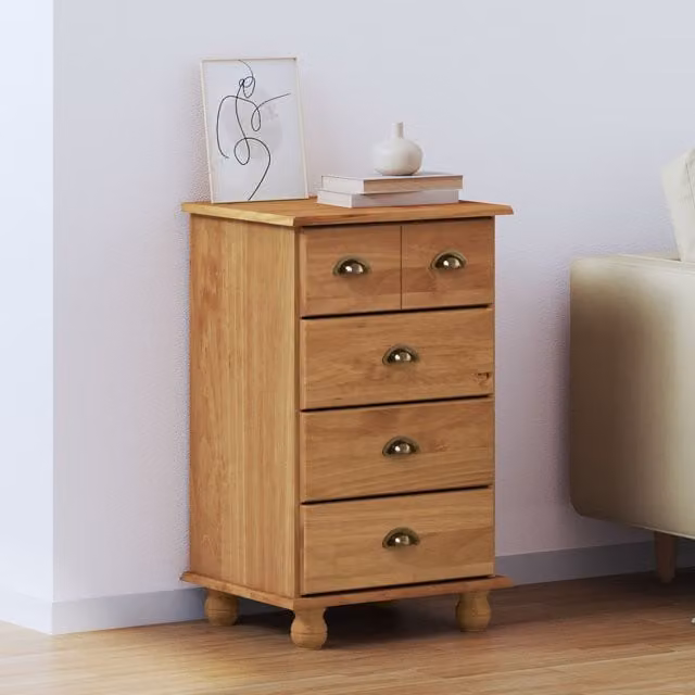 Berkfield Home ASKIM Chest of Drawers in Honey Brown Solid Wood Pine, W: 45.8 cm, D: 40 cm, H: 79 cm – 1