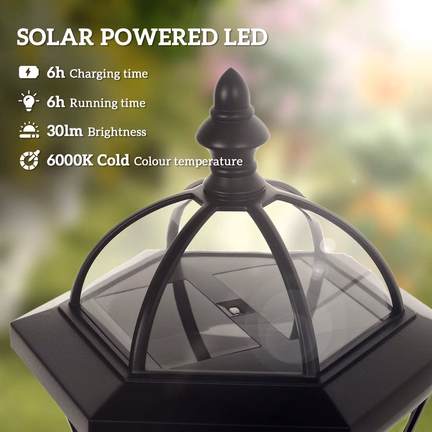 Outsunny 2 Piece Solar LED Post Lamp Lights in Black for Garden Decoration – 5