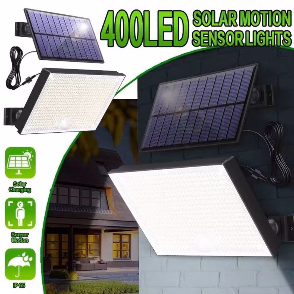 NESTLUNE Solar Motion Sensor Garden Floodlight with 400 LED and Remote Control, Black – 3