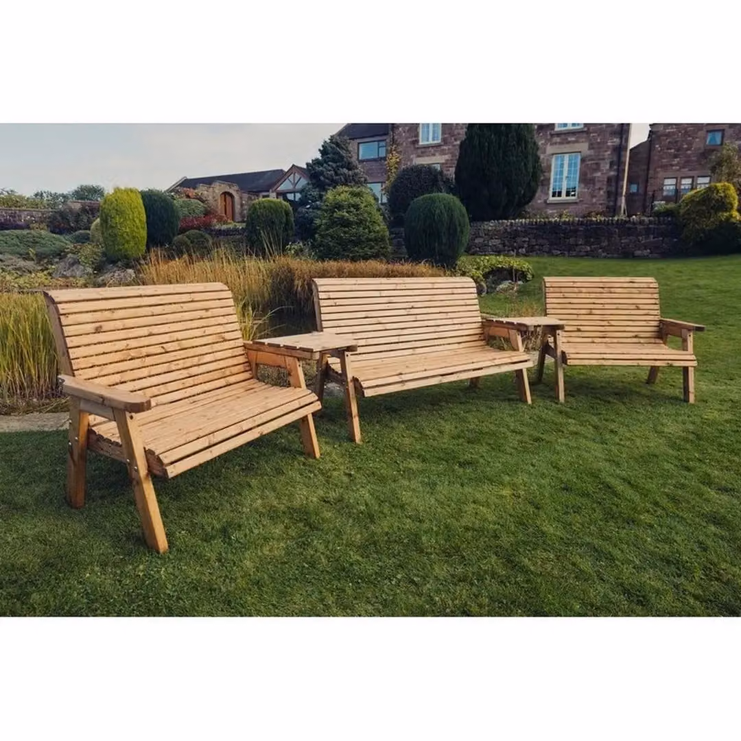 Churnet Valley Garden Furniture Ltd Valley Brown Treated Hardwood Garden Furniture Set with Upholstered Cushions and Tray – 2