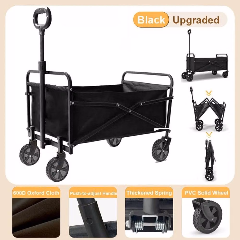 NESTLUNE Heavy Duty Foldable Garden Camping and Beach Trolley, Black, W: 100 cm x D: 50 cm x H: 50 cm – 3