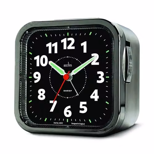 Acctim Otis Non-Ticking Sweep Bell Alarm Clock in Titanium Grey
