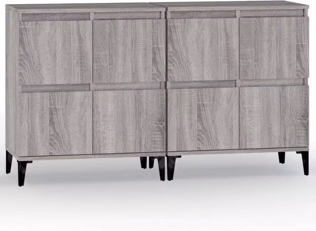 Berkfield Home Set of 2 Grey Sonoma Sideboards, W/D/H: 60 x 35 x 70 cm