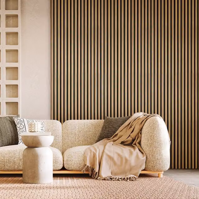 Fuse Acoustic Wooden Reeded Wall Panel in Natural Oak, W: 60 cm, H: 240 cm