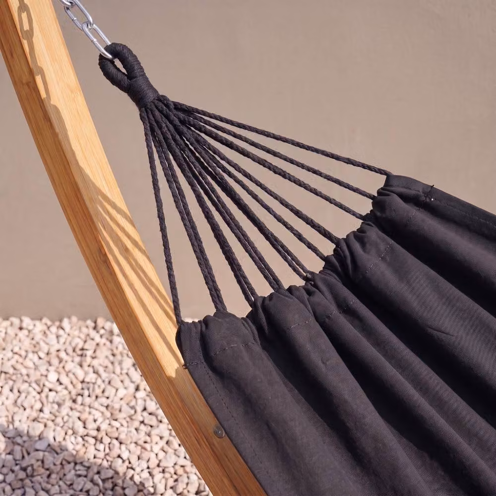 Primrose Black Single Outdoor Garden Hammock with Side Bag – 3