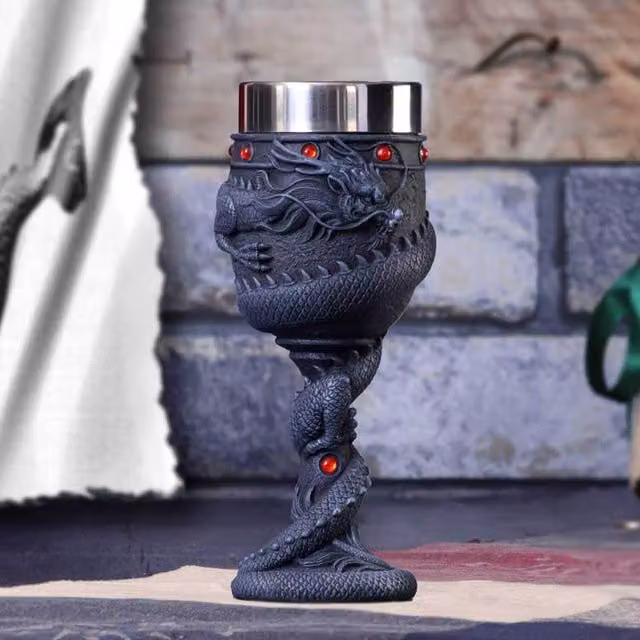 Nemesis Now Dragon Coil Goblet in Black and Red, Height: 20 cm