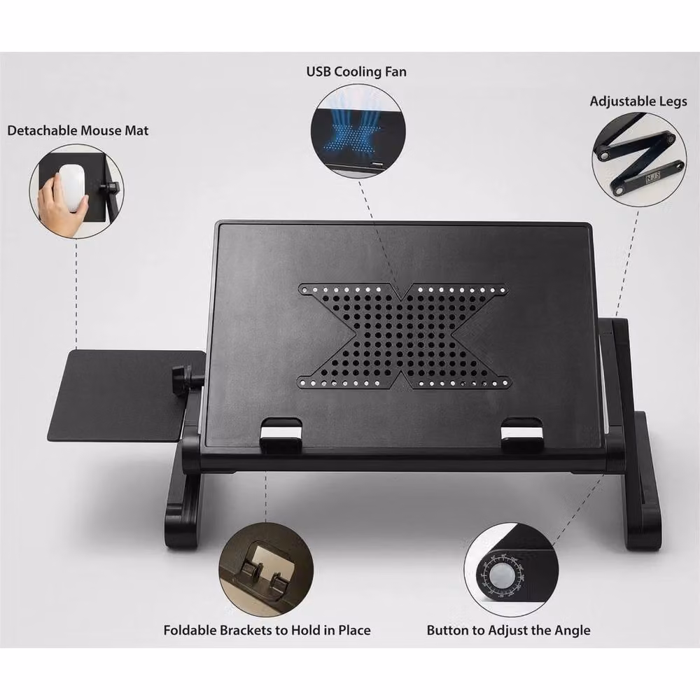 EONLION Adjustable Laptop and Tablet Stand with Mouse Holder, Black – 4