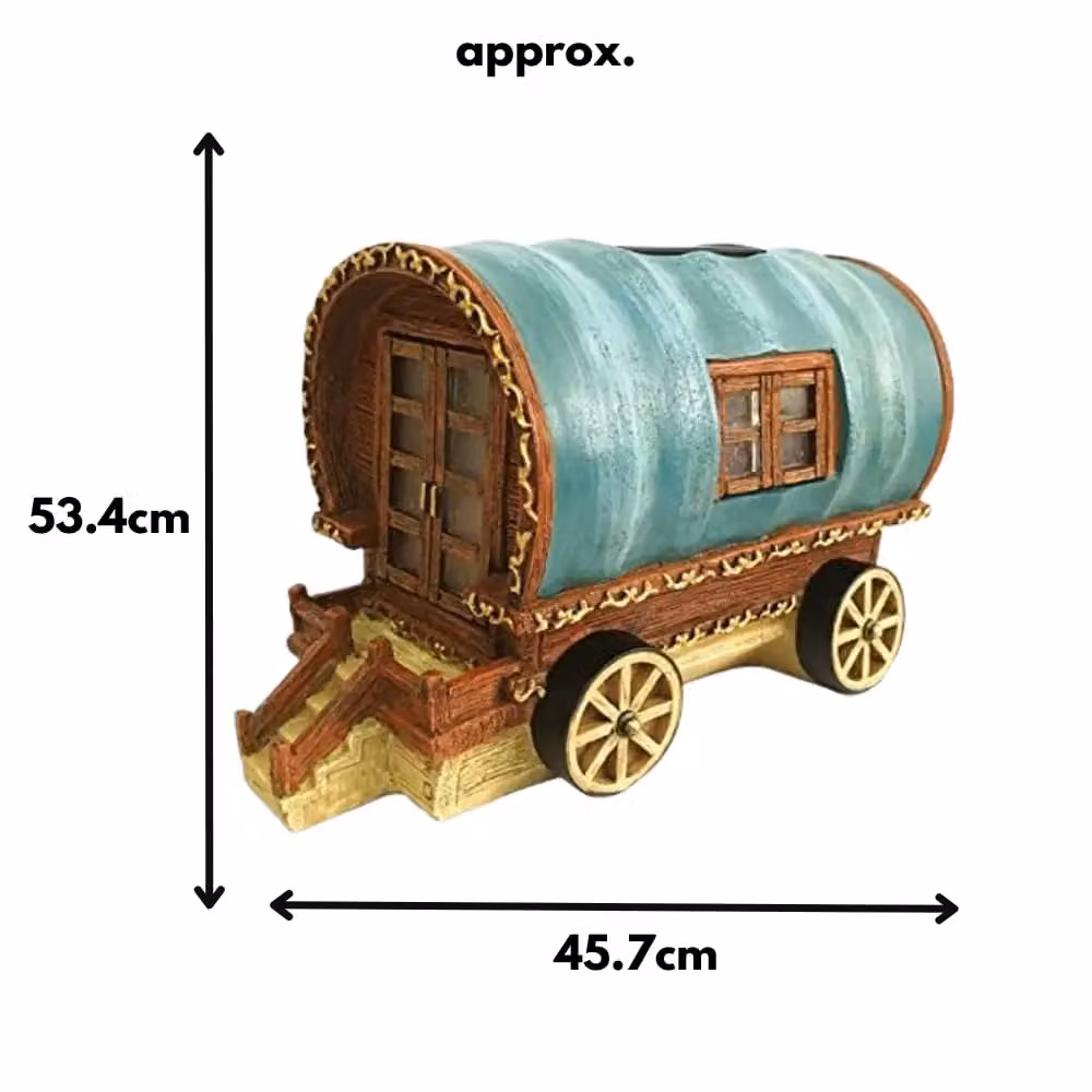 Marco Paul Solar LED Gypsy Rose Caravan Garden Ornament, Multicolour, H 53.4 cm x W 45.7 cm – 2