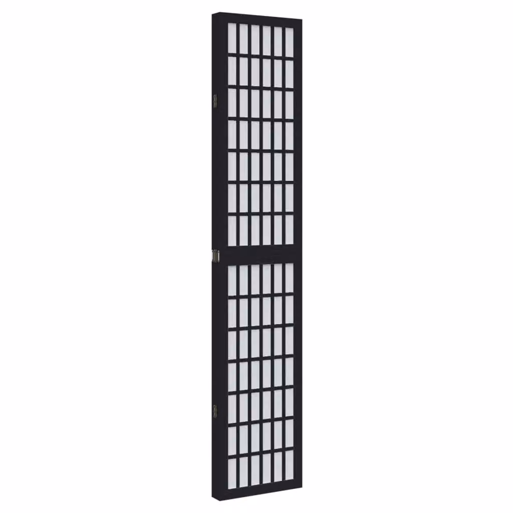 Berkfield Home 4 Panel Room Divider in Black Solid Paulownia Wood – 3