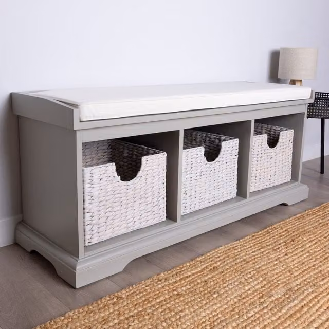 Charnwood Grey Fabric Hallway Bench and Shoe Rack