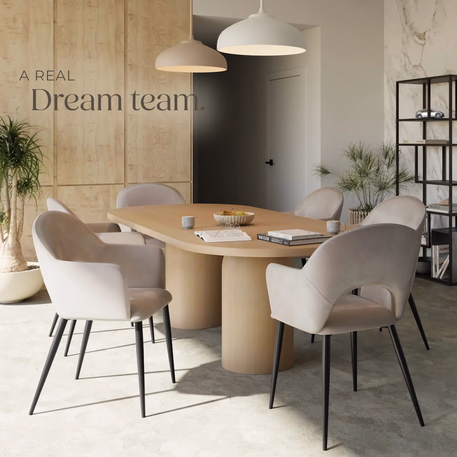 tectake Sasha Set of 6 Modern Dining Chairs in Taupe with Armrests and Metal Frame – 7