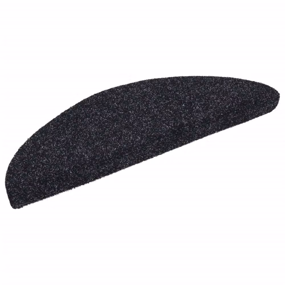 Berkfield Home 15 Piece Self-Adhesive Needle Punch Stair Mats, Black, W/D/H: 56 x 17 x 3 cm – 3