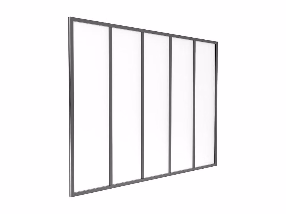 Vente-unique Powder-Coated Aluminium and Frosted Glass Partition in Black, W: 150 cm, H: 105 cm – 2