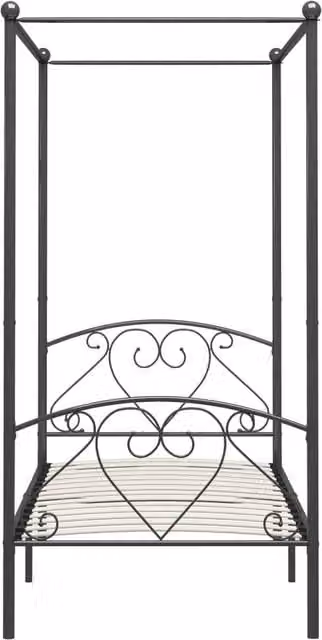 Berkfield Home Elegant Grey Metal Canopy Bed Frame, W/D/H: 120 x 200 cm