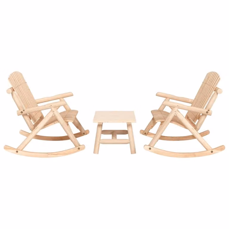 Berkfield Home 3 Piece Garden Lounge Set in Natural Solid Spruce Wood