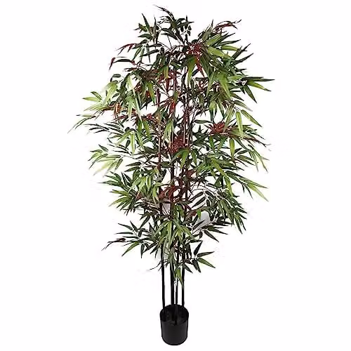 Leaf Design UK Potted Artificial Tropical Tree in Green, Red and Black, H 180 cm x W 80 cm x D 80 cm