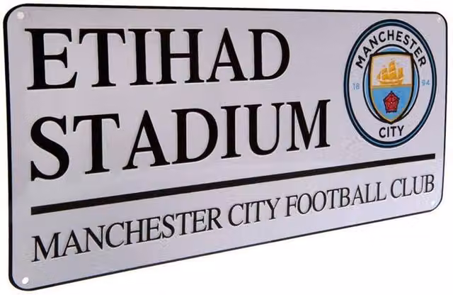 Manchester City FC Official Metal Street Sign, White