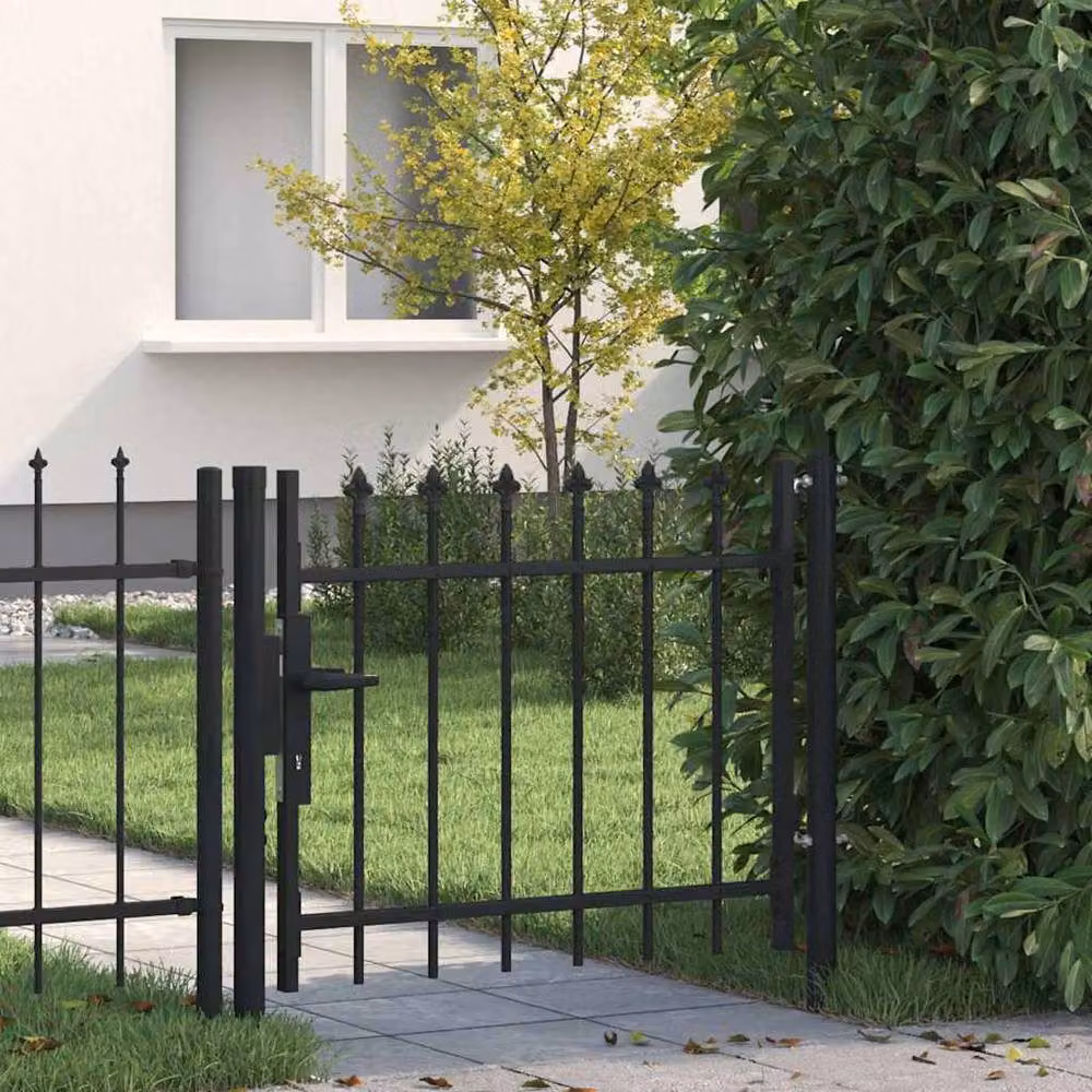 Berkfield Home Black Steel Spear Top Swing Door Fence Gate, W: 100 cm, H: 75 cm – 2