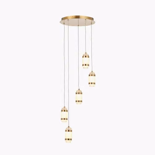 Ruma Gold and White Glass LED Multi Drop Pendant Light – 2